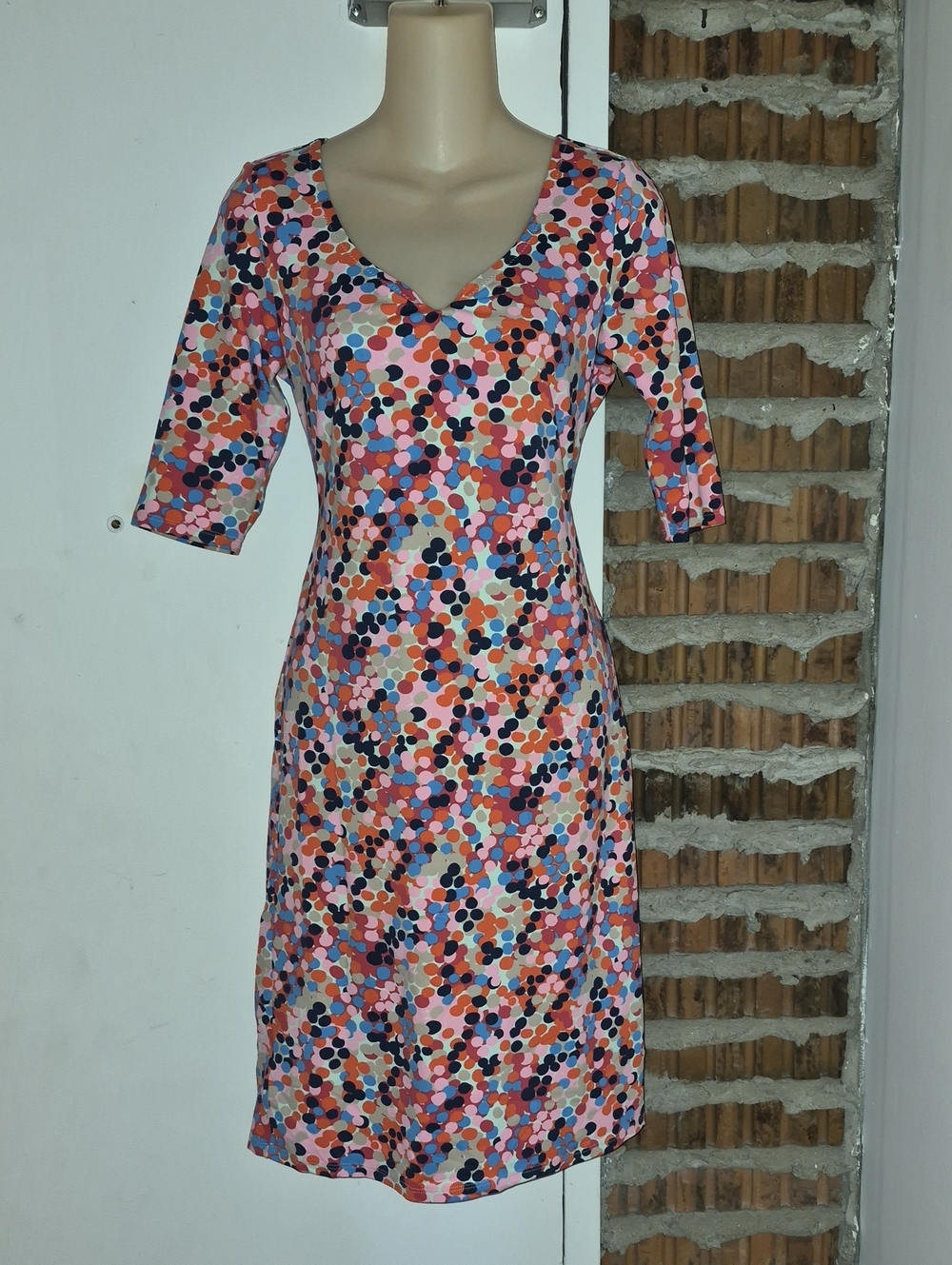 Nadya Toto Multicolour Polka Dot Sheath Dress Size M Medium